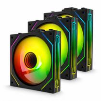 Kit 3 Fans RGB para Gabinete PC Cooler 17 LEDs Fan 6 Pinos Alta Refrigeração G-VR352K