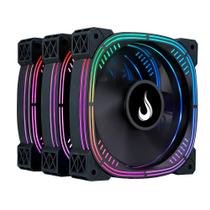 Kit 3 Fans Rise Mode Aura Pro Black ARGB 120mm Preto - RM-AUB-02-ARGB