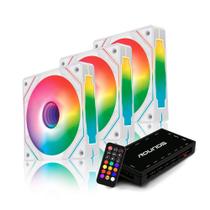 Kit 3 Fans Round5 Aurora Forward 120 ARGB Com Controladora Branco