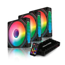 Kit 3 Fans Round5 Aurora Forward 120 ARGB Com Controladora Preto Kit 3 Fans Round5 Aurora Forward 120 ARGB Com Controladora Preto