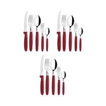 KIT - 3 Faqueiros Inox 30 Peças Ipanema Vermelho - Tramontina
