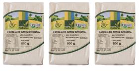 Kit 3 farinha de arroz integral orgânico à vácuo coopernatural 500 g
