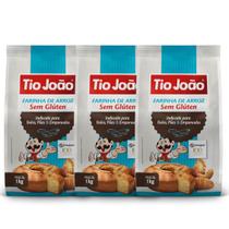 Kit 3 Farinha de Arroz Tio João Sem Glúten 1kg