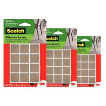 Kit 3 Feltro Adesivo Cadeira Sofá Quadrado Scotch 3M 25Mm 12U