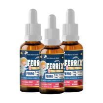 KIT 3 Ferrix 5mg Suplemento Alimentar Infantil Sabor Morango Flora Nativa