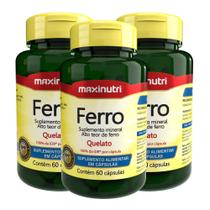 Kit 3 Ferro 100% IDR com 60 Cápsulas Maxinutri