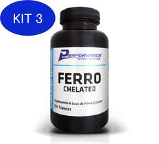 Kit 3 Ferro Mineral Quelato 14 Mg Performance Nutrition 100