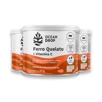 Kit 3 Ferro Quelato e Vit. C Ocean Drop 60 Cápsulas