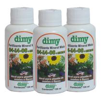 Kit 3 Fertilizante Dimy 04-14-08 120ml Líquido Para Flores Raízes Hortas e Jardim