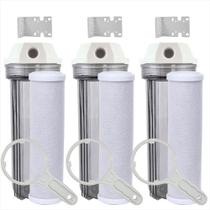 Kit 3 Filtro Agua 9 3/4 Ponto Uso Pou Carvão Ativado Carbon