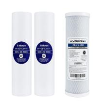 Kit 3 Filtros 10" Sedimento e Carvão 5 Microns Hydronix