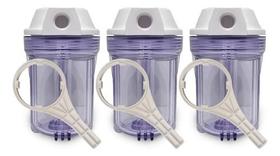 Kit 3 Filtros Agua 5 Ponto Uso Pou Carbon Block Remove Cloro Transparente