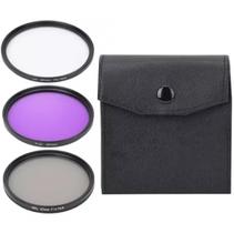 Kit 3 Filtros Espelho Polarizadores UV, CPL e FLD para Lentes de 67mm Câmeras DSLR