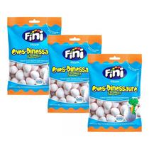 Kit 3 Fini Chicle Ovos de Dinossauro Azedinho Sabor Tutti Frutti com Morango 80g Kit 3 Fini Chicle Ovos de Dinossauro Azedinho Sabor Tutti Frutti com Morango 80g