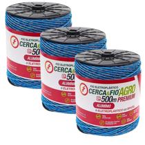 Kit 3 Fio Cerca Eletroplástico Alumínio 09x06 500m-Igecast