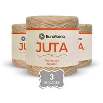 Kit 3 Fios de Juta Euroroma Natural Fibra Orgânica 125m 200g