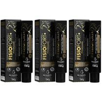 Kit 3 FisioFort Premium Pomada Massageadora Preta 450g Gel Bio Instinto Massagem Aroma Suave Arnica