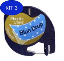 Kit 3 Fita Design Aplicável Dymo Letratag Azul Bolinha Branca 12Mm