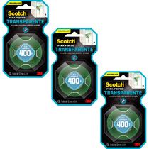 Kit 3 fita dupla face 3m Scotch 12mm x 2 metros transparente casa comercio 400g HB004419873