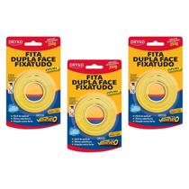 Kit 3 Fita Dupla Face Espuma Fixa Madeira Parede Vidro 12mmx1,5m