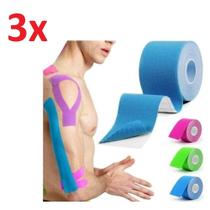 Kit 3 fita kinesio tape bandagem elastica fisioterapia adesiva muscular alivio dor lesao atleta cinesiologia