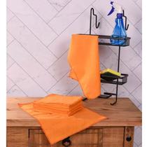 Kit 3 flanelas multiuso para limpeza branco e laranja