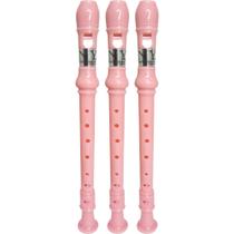 Kit 3 Flautas Doce Germânica Rosa Claro FL 20G New York