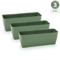 Kit 3 Floreiras com Prato Anti-Dengue 11,5L Jardineiras Vasos Plasticos Retangulares Diversas Cores