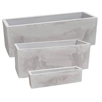 KIT 3 Floreiras Flat (Cor Cimento Queimado) JAPI