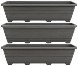 Kit 3 Floreiras Grandes 80cm Jardim Plástico Cinza Kit 3 Floreiras Grandes 80cm Jardim Plástico Cinza