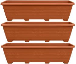 Kit 3 Floreiras Grandes 80cm Jardim Plástico Terracota Kit 3 Floreiras Grandes 80cm Jardim Plástico Terracota