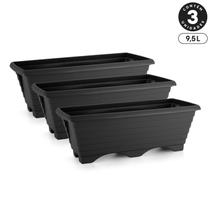 Kit 3 Floreiras Jardineiras Vasos Plásticos Retangulares Grandes 9,5L Diversas Cores Kit 3 Floreiras Jardineiras Vasos Plásticos Retangulares Grandes 9,5L Diversas Cores