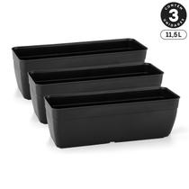 Kit 3 Floreiras Sem Pratos 11,5L Jardineiras Vasos Plásticos Retangulares Diversas Cores