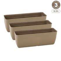 Kit 3 Floreiras Sem Pratos 11,5L Jardineiras Vasos Plásticos Retangulares Diversas Cores