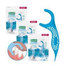 Kit 3 Flosser Fio Dental Individual Forquilha com Haste Multiple Action Resistente 120un Gum