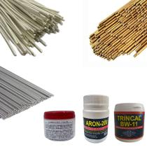 Kit 3 Fluxo Solda Prata, trincal e alumínio Varetas Aluminio, foscoper e latão