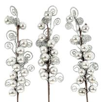 Kit 3 Folhagem De Natal Prata Bola Enfeite De Natal Galho