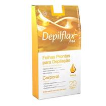 kit 3 Folhas Prontas Corporais Depilação Cera Depilflax Natural 60 Unid.