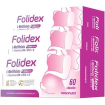 Kit 3 Folidex Metilfolato + Vitaminas B6 B12 E 60 Cápsulas - Maxinutri