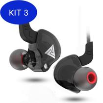 Kit 3 Fone De Ouvido Qkz Ak6 Gamer Dj In Ear Com Case
