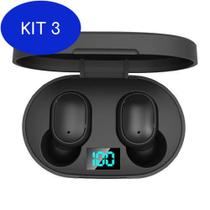 Kit 3 Fone Intra-Auricular Sem Fio Bluetooth E6S