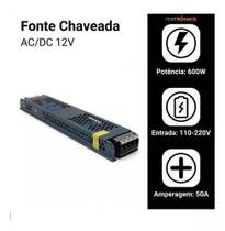 Kit 3 Fonte Slim Chaveada 12v 50a 600W Alumínio P/ Fita Led