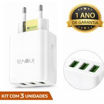 Kit 3 Fontes Carregador Rápido 3 Entradas Usb 5.1a