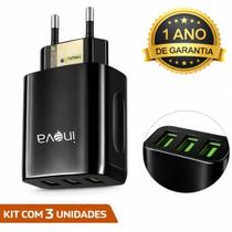 Kit 3 Fontes Carregador Rápido 3 Entradas Usb 5.1a