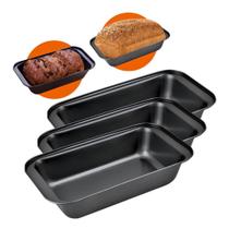 Kit 3 forma antiaderente para bolo e pão 25cm 12,8cm 6cm Kit 3 forma antiaderente para bolo e pão 25cm 12,8cm 6cm