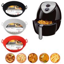 Kit 3 Forma Assadeira Para Fritadeira Air Fryer Microondas Forno Em Silicone Flexível Lavável Kit 3 Forma Assadeira Para Fritadeira Air Fryer Microondas Forno Em Silicone Flexível Lavável