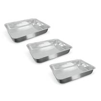 Kit 3 Forma Assadeira Retangular Tradicional Bolo Alumínio
