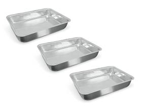Kit 3 Forma Assadeira Retangular Tradicional Bolo Alumínio
