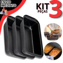 Kit 3 Forma Assadeira Teflon 26cm Pães Bolos Tortas Antiaderente Resistente Utensílio Cozinha