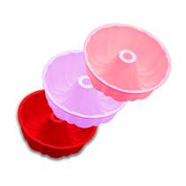 Kit 3 Forma Bolo Torta Redonda Assadeira Air Fryer Silicone Sem Furo Grande Vazada Pudim Central Cupcake